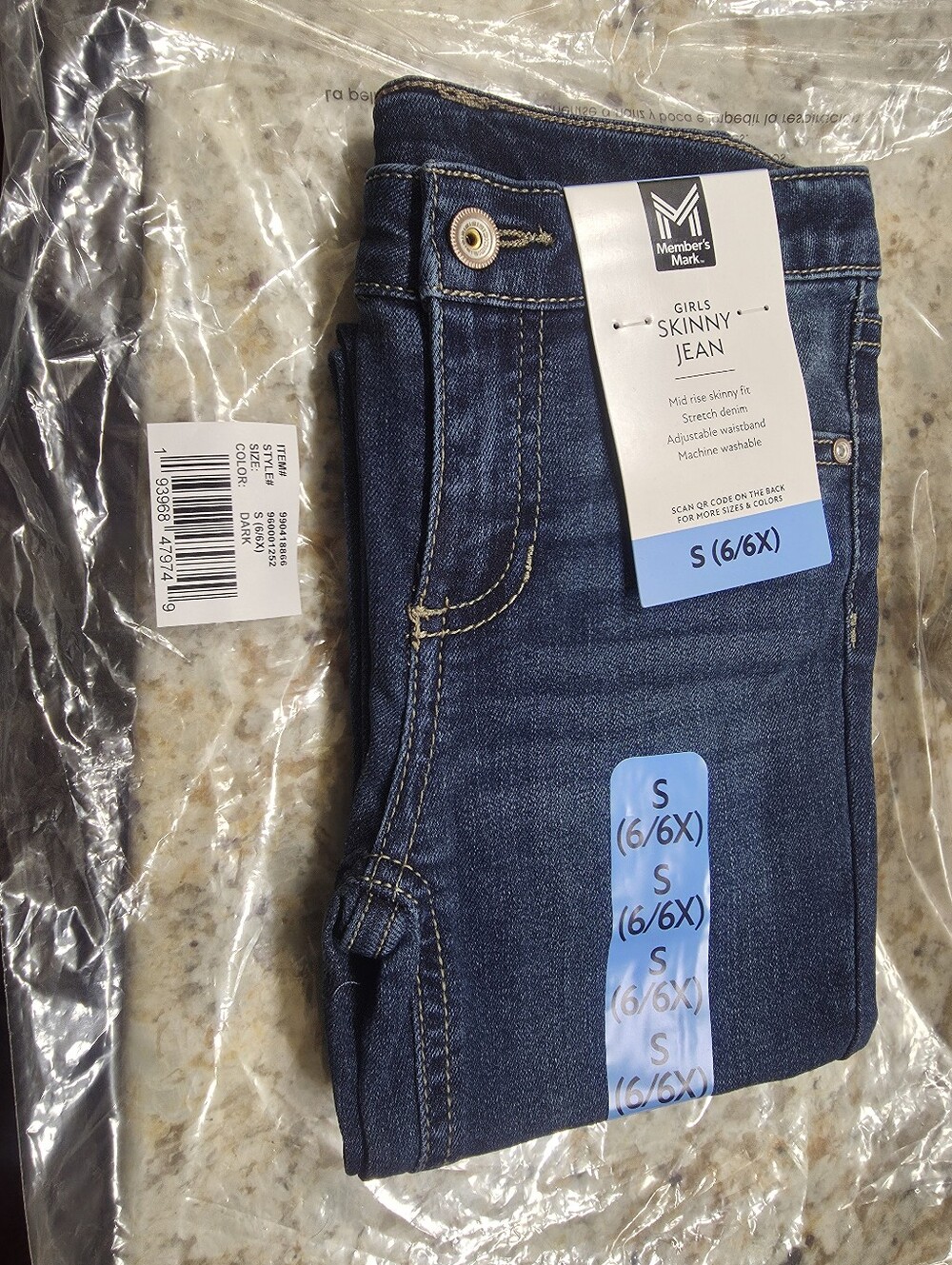 Member's Mark Girls' Dark Blue Skinny Jeans - S (6/6X)